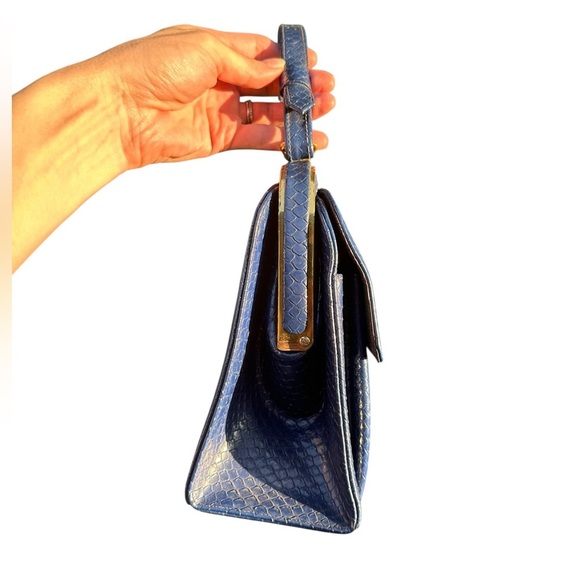 Vintage 60s Susan Gail lizard Kelly kiss lock top handle bag purse - Picture 3 of 11